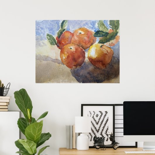 Pfirsiche, Stillleben Poster (Heimbüro)