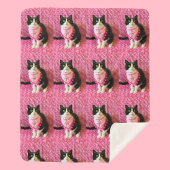 Pfirsiche Tuxedo Cat Medium Sherpa Blanket Sherpadecke