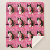Pfirsiche Tuxedo Cat Medium Sherpa Blanket Sherpadecke (Vorderseite)