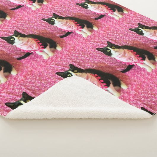 Pfirsiche Tuxedo Cat Medium Sherpa Blanket Sherpadecke (3/4)