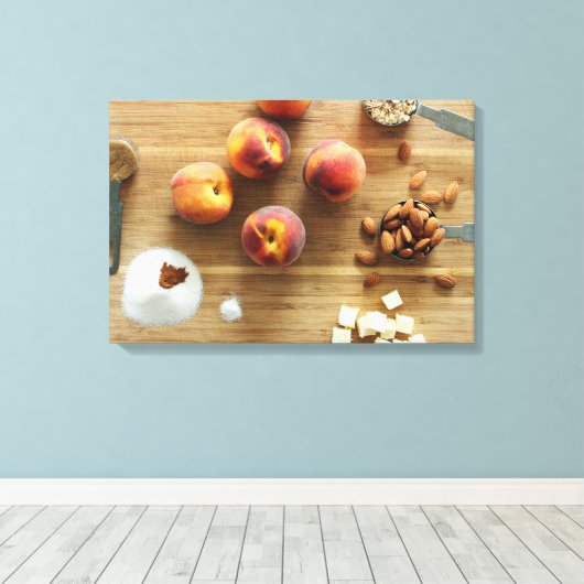 Pfirsiche und Almonds ummantelte Canvas Leinwanddruck (Insitu (Holzboden))