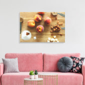 Pfirsiche und Almonds ummantelte Canvas Leinwanddruck (Insitu (Wohnzimmer))