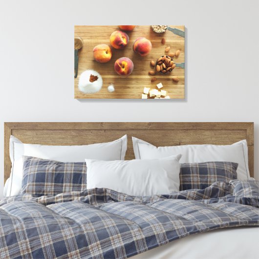 Pfirsiche und Almonds ummantelte Canvas Leinwanddruck (Insitu (Schlafzimmer))