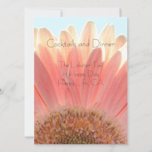 Pfirsiche und Blume Cream Gerbera Einladung (Rückseite)