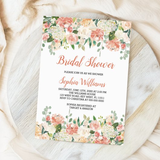 Pfirsiche und Brautdusche Einladung