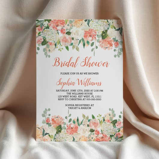 Pfirsiche und Brautdusche Einladung