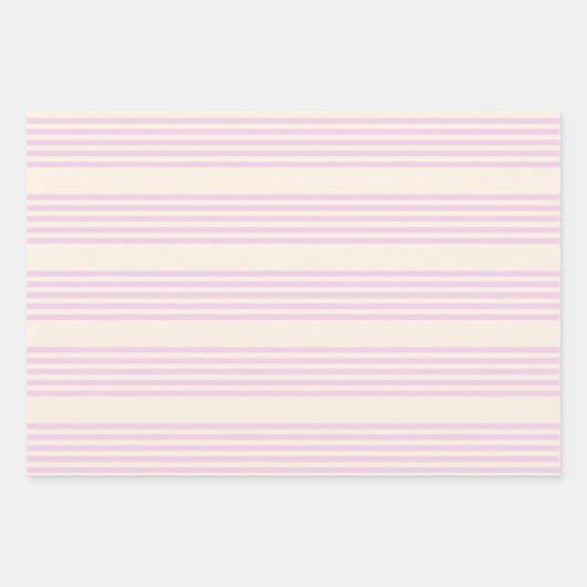 Pfirsiche und creme 5 Streifen Muster Geschenkpapier Set (Vorderseite)