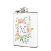 Pfirsiche und Creme Mit Monogramm Flachmann (Links)