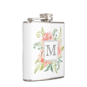 Pfirsiche und Creme Mit Monogramm Flachmann (Rechts)