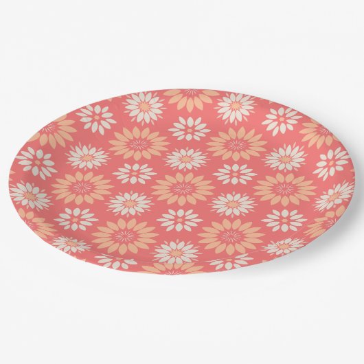 Pfirsiche und Creme Pappteller (Schrägansicht)