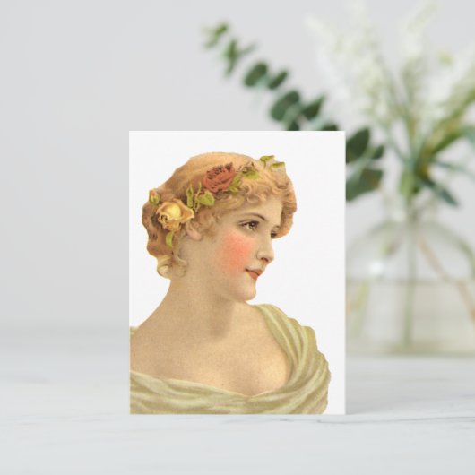 Pfirsiche und Creme Postkarte (Stehend Vorderseite)