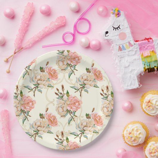 Pfirsiche und Cremepapier-Teller Pappteller (Party)