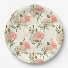 Pfirsiche und Cremepapier-Teller Pappteller