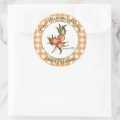 Pfirsiche und Gingham Jelly Etikett aus Ihrer Küch Runder Aufkleber (Tasche)