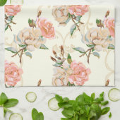 Pfirsiche und Küchenutensilien Geschirrtuch (Gefaltet)