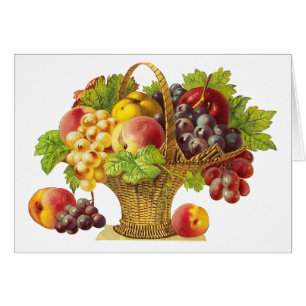 Pfirsiche und Obstkorb - Vintage-Kunst