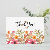 Pfirsiche und rosa Garten Dankeskarte (Stehend Vorderseite)