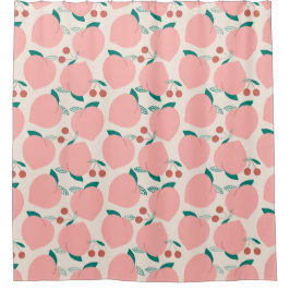 Pfirsiche und Rote Kirschen Fruchtmuster Duschvorhang