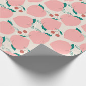 Pfirsiche und Rote Kirschen Fruchtmuster Geschenkpapier (Ecke)
