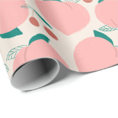 Pfirsiche und Rote Kirschen Fruchtmuster Geschenkpapier (Rolleneckpunkt)