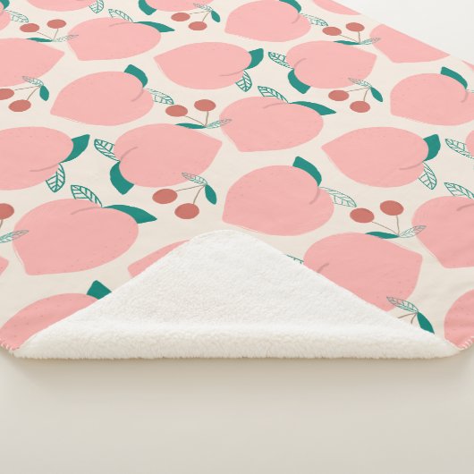 Pfirsiche und Rote Kirschen Fruchtmuster Sherpadecke (3/4)