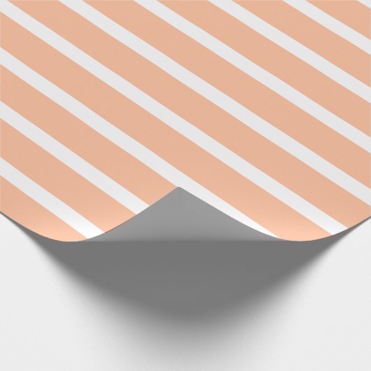 Pfirsiche und weiße Streifen Geschenkpapier (Ecke)