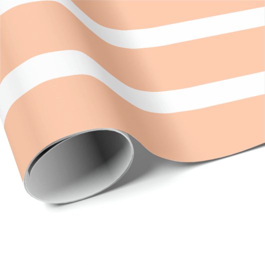 Pfirsiche und weiße Streifen Geschenkpapier (Rolleneckpunkt)
