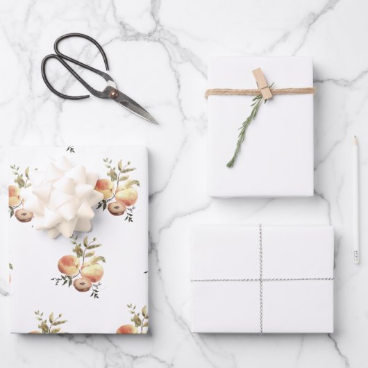 Pfirsiche und Wrackpapier Geschenkpapier Set (Vorderseite)