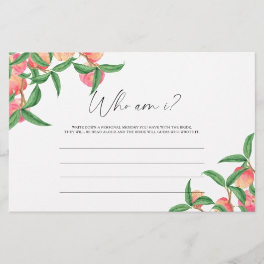 Pfirsiche - Wer bin ich Brautparty Briefpapier (Vorderseite)