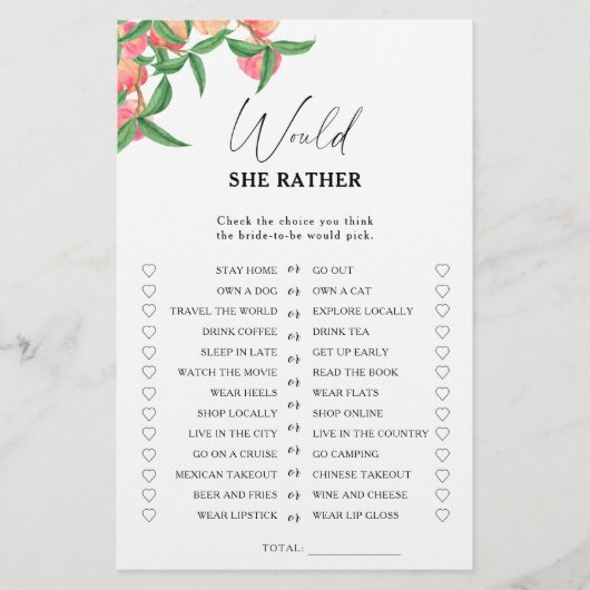 Pfirsiche - Würde sie lieber Brautparty spielen (Vorderseite)