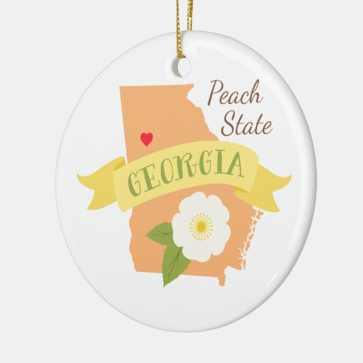 Pfirsichel-Staat Keramik Ornament (Links)