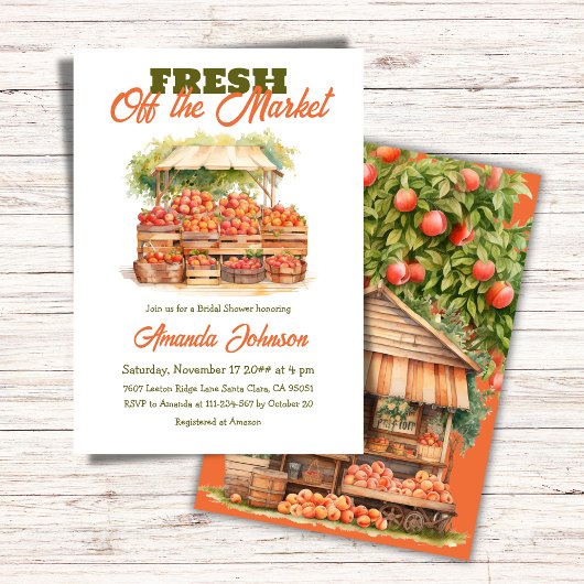 Pfirsichernte, frisch geerntet, Brautparty Einladung