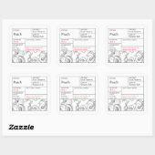 Pfirsichetikett Quadratischer Aufkleber (Blatt)