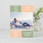 Pfirsichfarbblock Hochzeit Sichern des Datums Save The Date (Stehend Vorderseite)