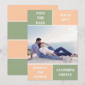 Pfirsichfarbblock Hochzeit Sichern des Datums Save The Date (Vorne/Hinten)