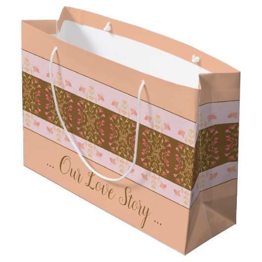 Pfirsichfarben Große Geschenktüte (Rückseite Schrägansicht)