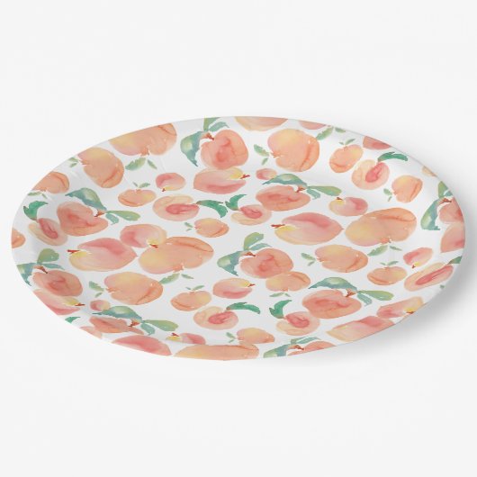 Pfirsichfarben Pappteller (Schrägansicht)