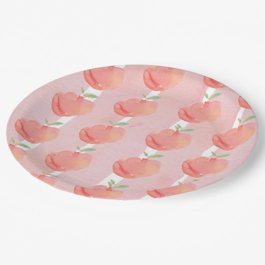 Pfirsichfarben Pappteller (Schrägansicht)