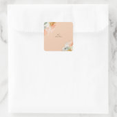 Pfirsichfarben Quadratischer Aufkleber (Tasche)