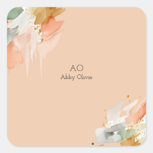 Pfirsichfarben Quadratischer Aufkleber