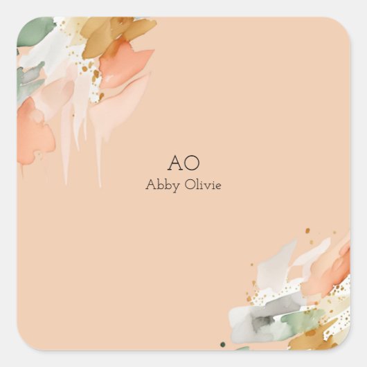 Pfirsichfarben Quadratischer Aufkleber (Vorderseite)