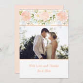 Pfirsichfarben Rose Grünes Foto Vielen Dank Karten (Vorne/Hinten)