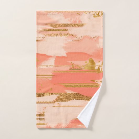 Pfirsichfarben und goldene Markierungen Badhandtuch Set (Handtuch)
