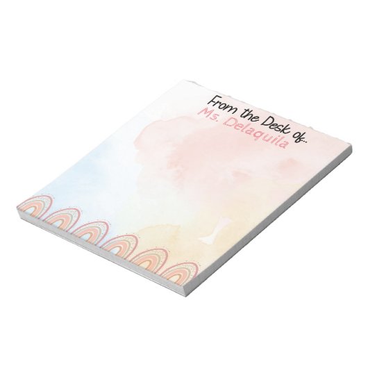 Pfirsichfarben und Rosa Personalisiert Notepad Notizblock (Rotiert)