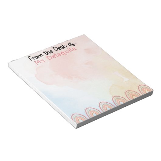 Pfirsichfarben und Rosa Personalisiert Notepad Notizblock (angewinkelt)