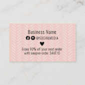 Pfirsichfarben und schwarz Danke Business Card Visitenkarte (Rückseite)