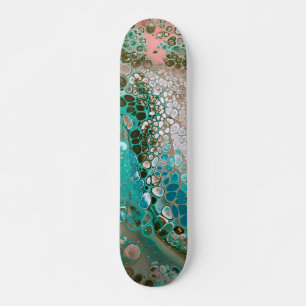Pfirsichfarben und türkisfarbene Acrylsäure Abstra Skateboard
