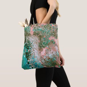 Pfirsichfarben und türkisfarbene Acrylsäure Abstra Tasche