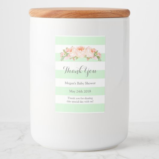 Pfirsichfarbene Babydusche Lebensmitteletikett (Vorderseite)