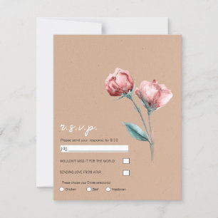 Pfirsichfarbene Beige-Aquarell-Blumen-Hochzeits-RS Einladung